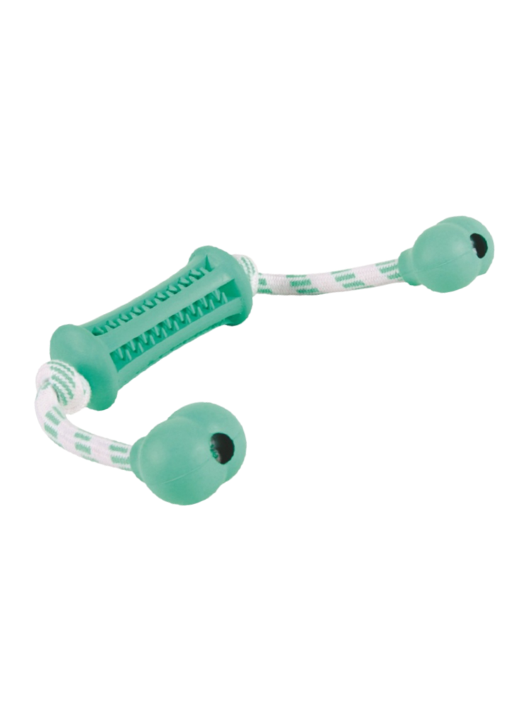 Gryzak lina do zabawy z rolką dentystyczną o smaku mięty – denta fun 9 cm