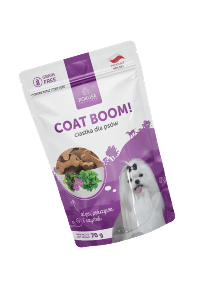 Ciastka dla psa – Coat Boom!- piękna sierść i skóra 70 g
