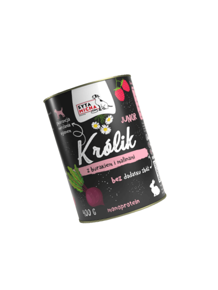 Mokra karma dla szczeniąt królik z burakiem i malinami 400 g