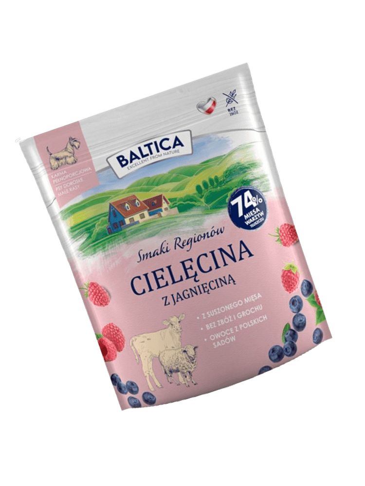 Sucha Karma Cielęcina z Jagnięciną dla psów dorosłych małych i średnich ras, 1 kg