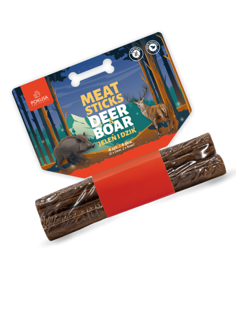 Feel The Wild Mięsne gryzaki (meat sticks): 4 szt (2 x jeleń i 2 x dzik)