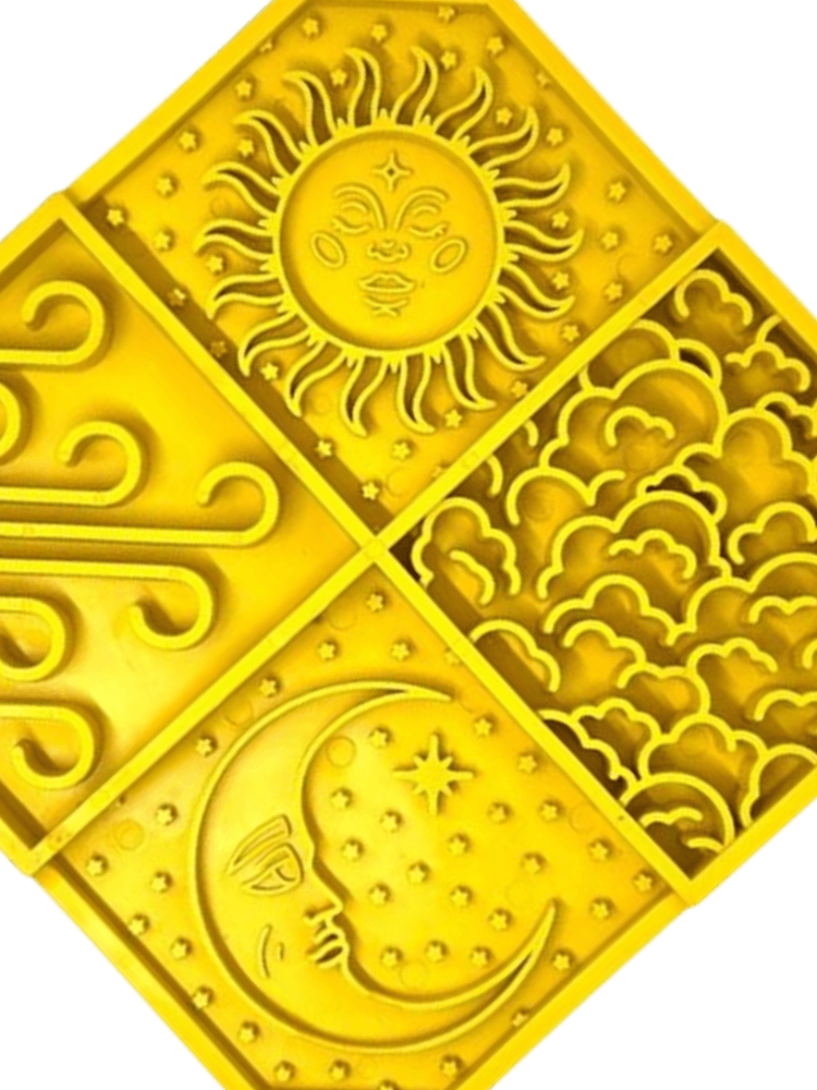 Sky Design Large – Yellow, Żółta mata z motywem nieba, do lizania