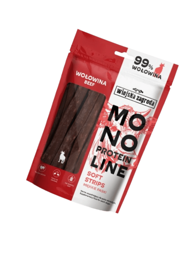 Przysmak dla psa Monoproteinowe miękkie paski Wołowina 100 g