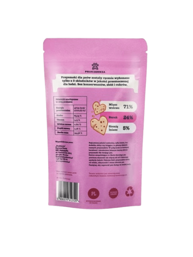 Naturalne Przysmaki dla psów z Wołowiną 80 g