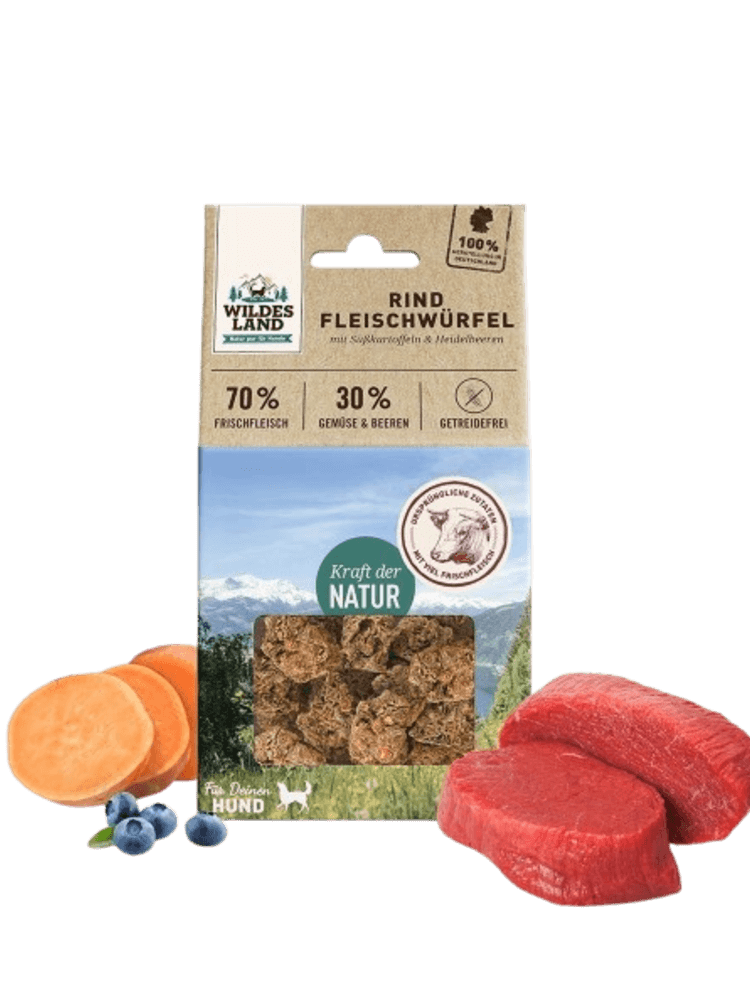 Fleischwürfel Rind – kostki z mięsa wołowego – przysmaki dla psów, 100 g