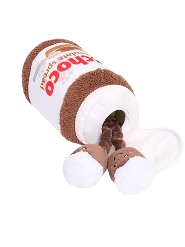 Bungee Burrow – Chocolate Spread Jar – Zabawka węchową dla psa z piszczącymi elementami