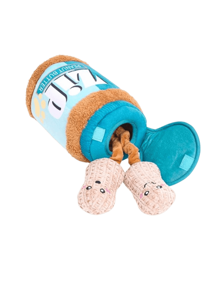 Bungee Burrow – Peanut Butter Jar – Zabawka węchową dla psa z piszczącymi elementami