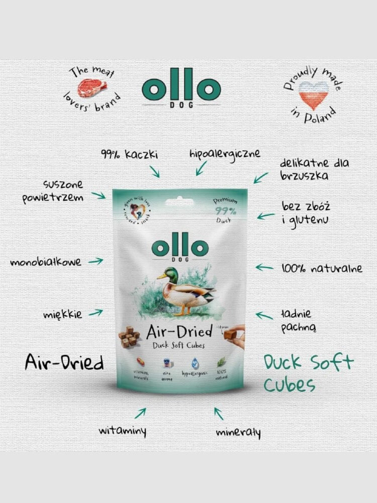 Air-Dried Duck Soft Cubes – miękkie smaczki z kaczki dla psa, 80 g