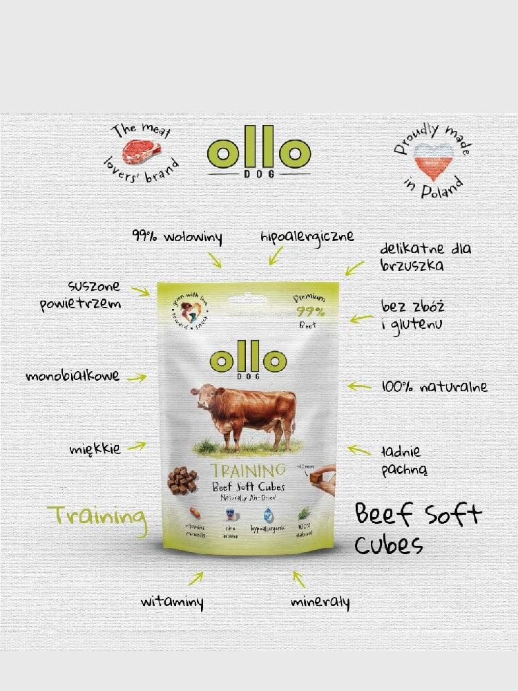 Air-Dried Training Soft Beef Cubes  –  hipoalergiczne, monobiałkowe smaczki z wołowiny dla psa, 80 g