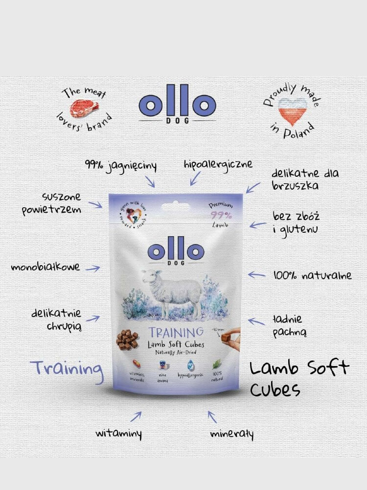 Air-Dried Training Soft Lamb Cubes  –  hipoalergiczne, monobiałkowe smaczki z jagnięciny dla psa, 80 g