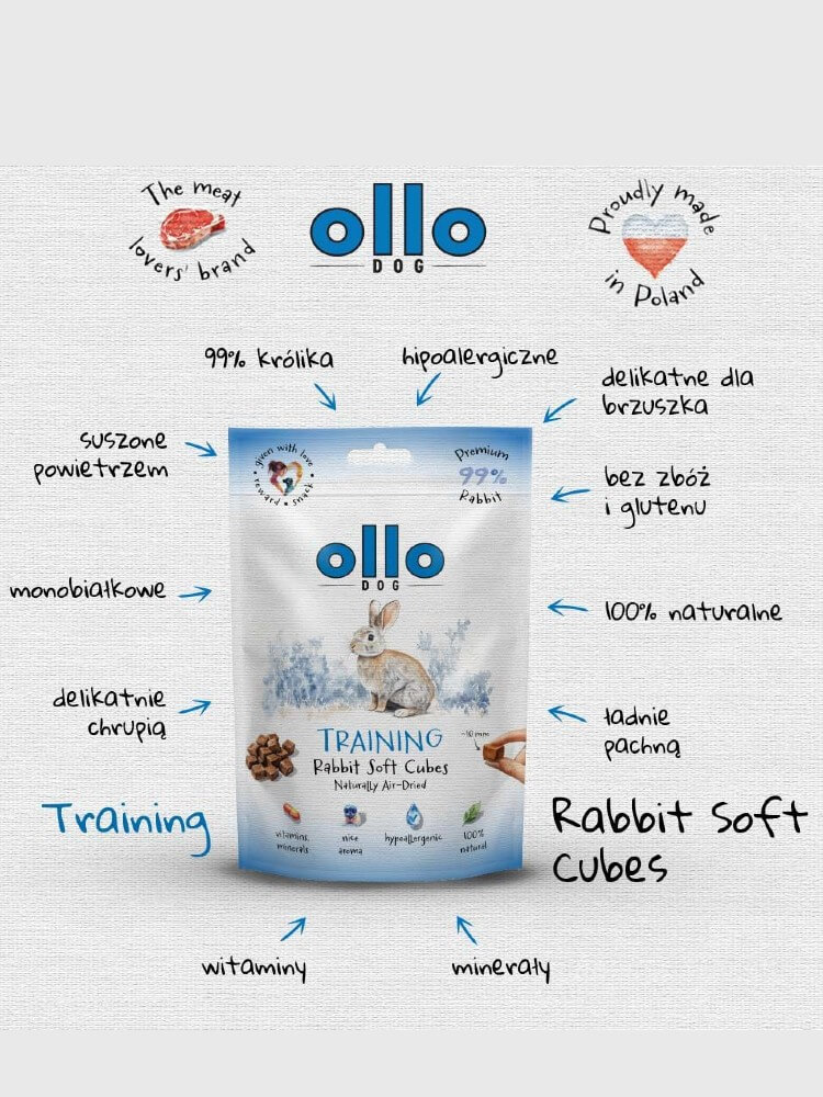 Air-Dried Training Soft Rabbit Cubes  –  hipoalergiczne, monobiałkowe smaczki z królika dla psa, 80 g