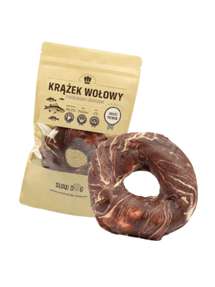 Krążek wołowy owinięty królikiem i dorszem, 110 g