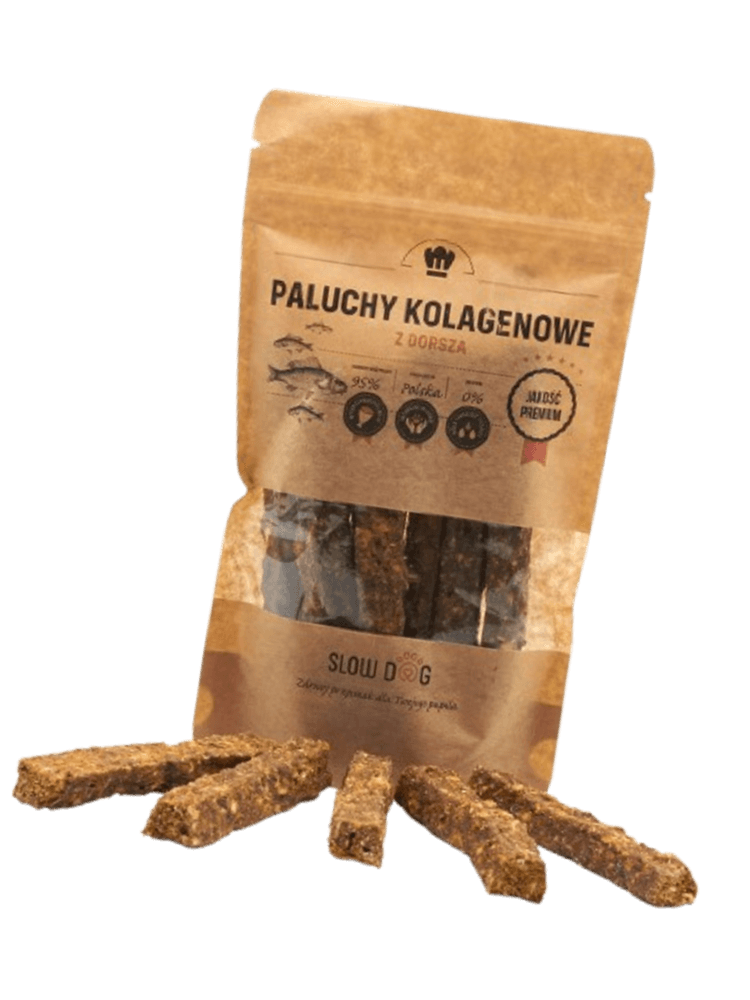 Paluchy kolagenowe z dorsza – 95% dorsza + 5% kolagenu, 100 g