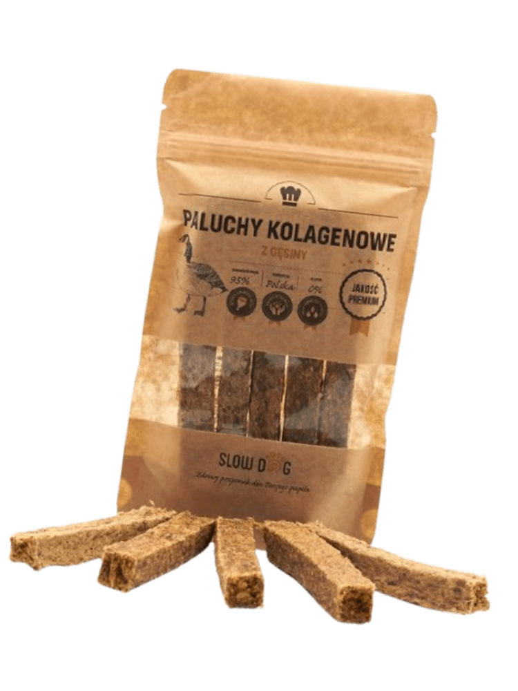 Paluchy kolagenowe z gęsiny – 95% gęsiny + 5% kolagenu, 100 g