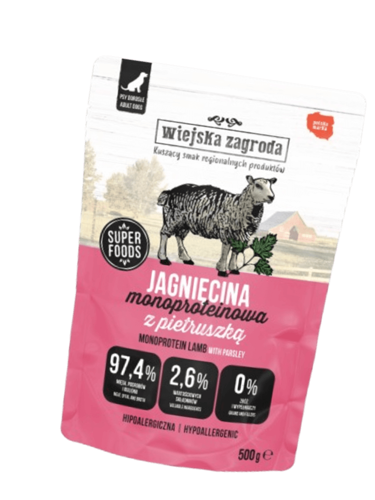 Mokra karma monobiałkowa dla psa Jagnięcina 500 g