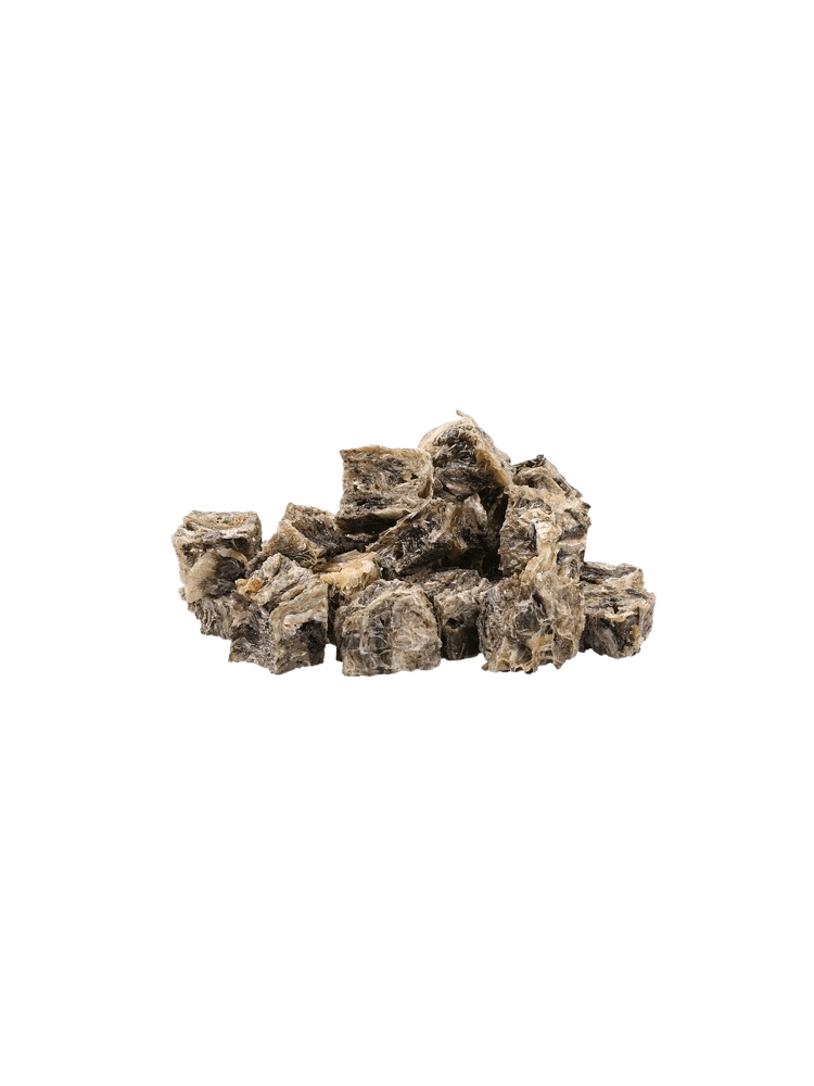 Przysmaczki dla psa i kota suszone kostki ze skóry dorsz, cod skin cubes,  100 g