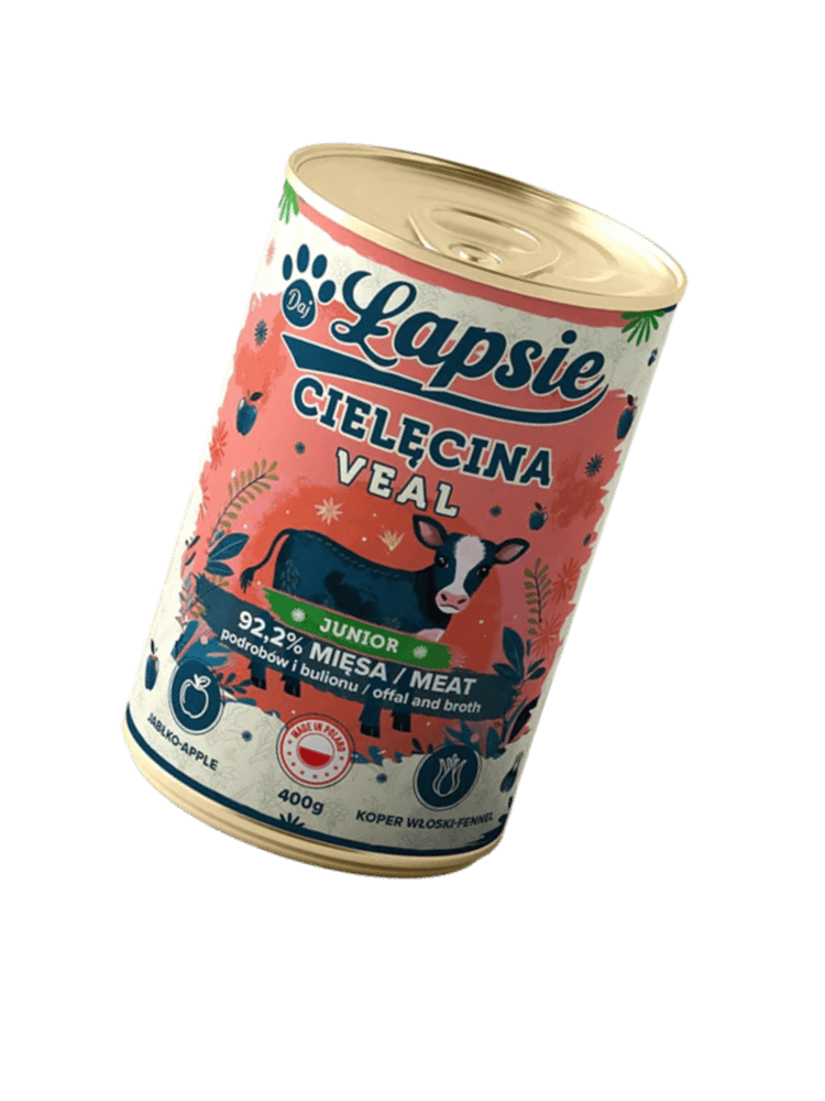 Karma mokra JUNIOR  dla psów monobiałkowa Cielęcina z jabłkiem 400 g