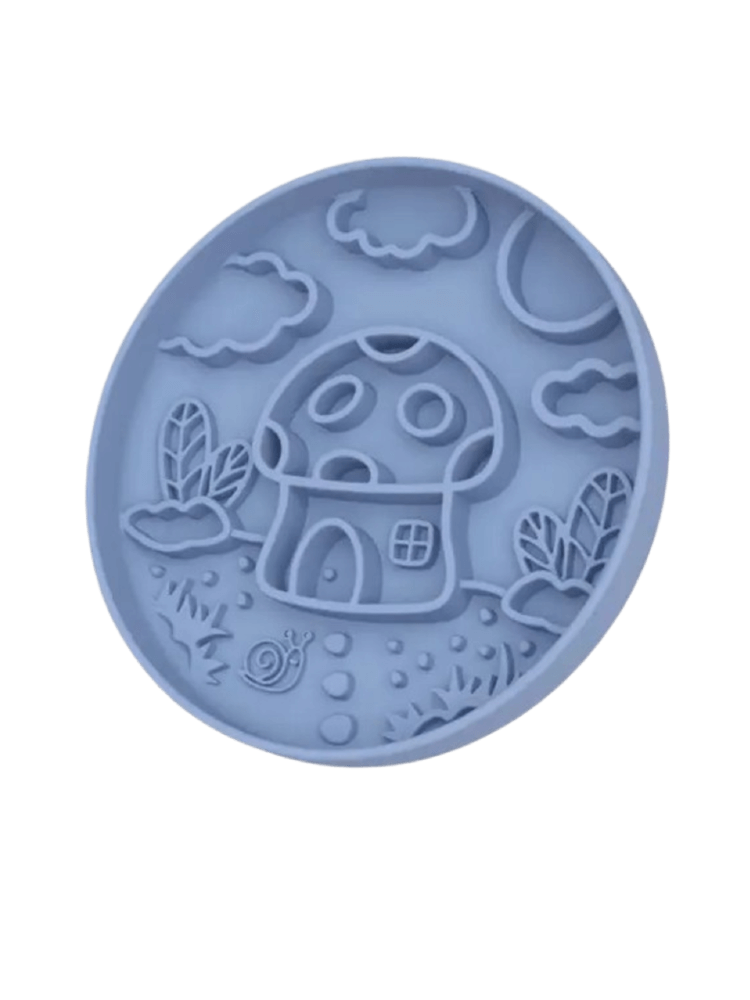 Mushroom Cottage Slow Feeder – Dusty Blue – grzybek mata do lizania dla psa