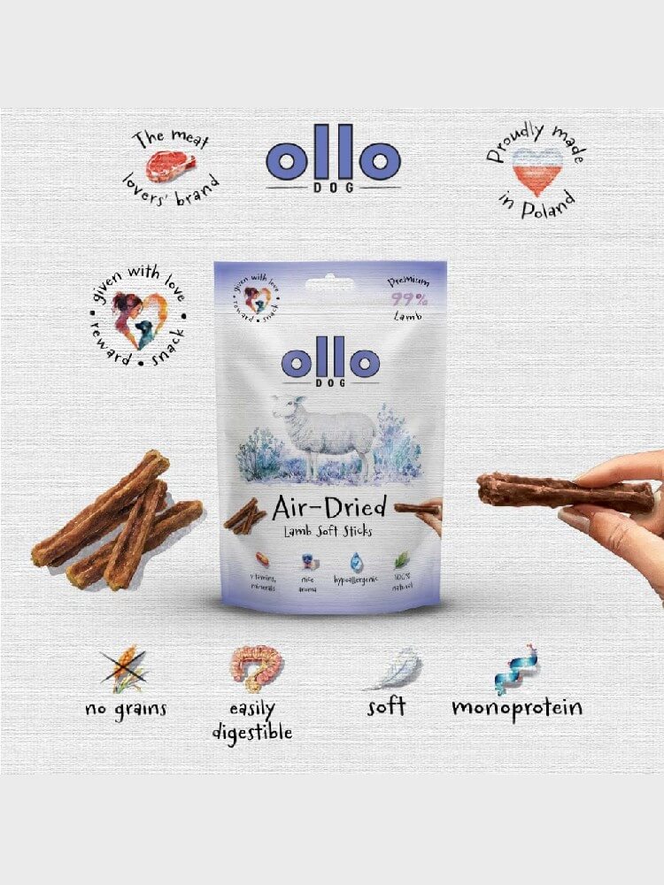 Air-Dried Soft Lamb Sticks  –  hipoalergiczne, monobiałkowe paski z jagnięciny dla psa, 80 g