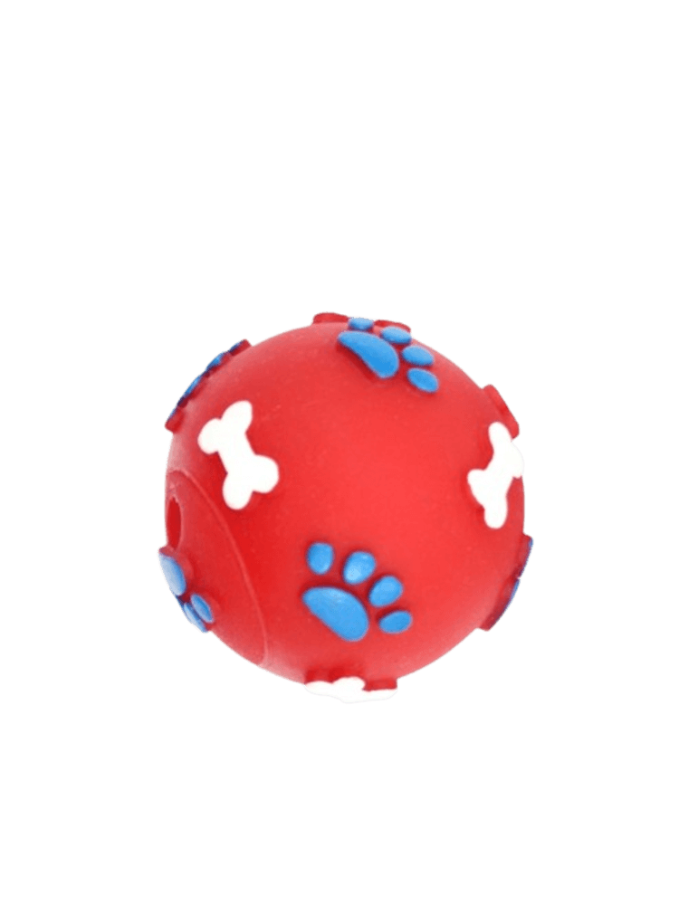 DOG LIFE STYLE Piłka ze wzorem łapek i kości 6 cm, czerwona