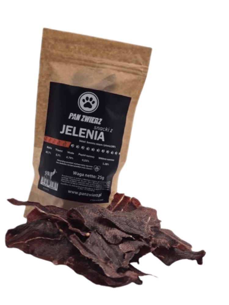 Jelenina – Naturalne, suszone smaczki dla psa i kota,  25 g
