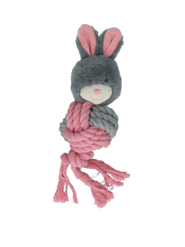 Króliczek Bunny Puppy z liną i bawełnianą kuleczką – zabawka uspokajająca dla szczeniąt i młodych psów